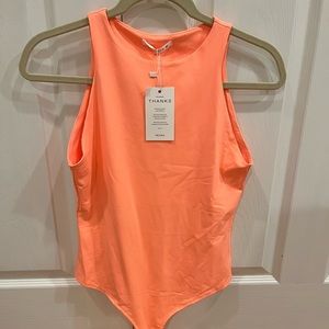 Neon Peach sleeveless tanktop bodysuit